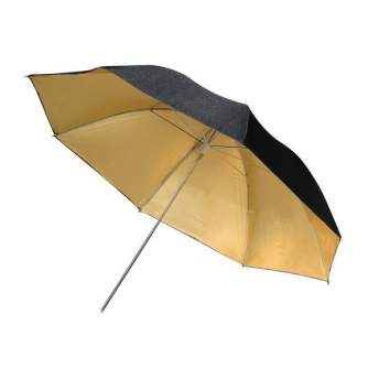 Foto lietussargi - BRESSER BR-BG110 Reflective Umbrella black/gold 110cm - ātri pasūtīt no ražotāja