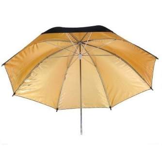 Foto lietussargi - BRESSER BR-BG110 Reflective Umbrella black/gold 110cm - ātri pasūtīt no ražotāja