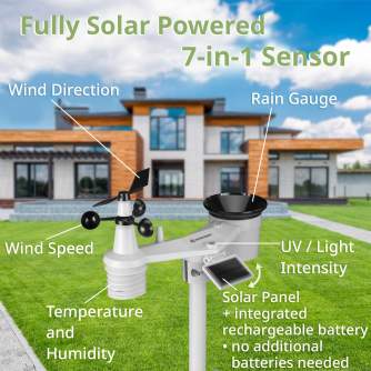 Meteoroloģiskās stacijas - BRESSER 8-day 4CAST XL 7-in-1 Wi-Fi Weather Station with solar-powered sensor - ātri pasūtīt no ražotāja