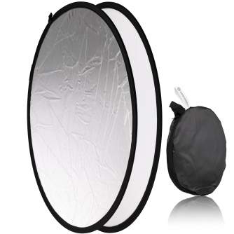 Foldable Reflectors - BRESSER TR-8 2-in-1 collapsible Reflector silver/white 80cm round - quick order from manufacturer