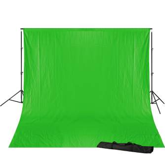 Комплект фона с держателями - BRESSER BR-D23 Background System + Background Cloth 3 x 6m Chromakey Green - быстрый заказ от прои