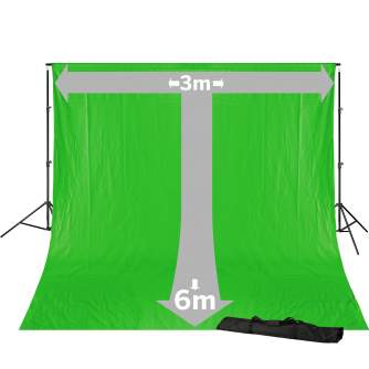 Background Set with Holder - BRESSER BR-D23 Background System + Background Cloth 3 x 6m Chromakey Green - quick order from manufacturer