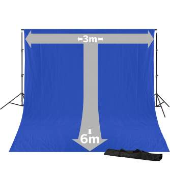 Background Set with Holder - BRESSER BR-D23 Background System + Background Cloth 3 x 6m Chromakey Blue - quick order from manufacturer