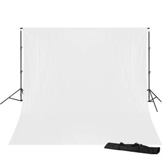 Background Set with Holder - BRESSER BR-D23 Background System + Background Cloth 3 x 6m White - quick order from manufacturer