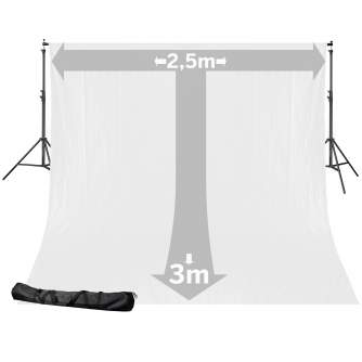 Background Set with Holder - BRESSER BR-D24 Background System + Background Cloth 2,5 x 3m White - quick order from manufacturer