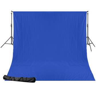 Background Set with Holder - BRESSER BR-D24 Background System + Background Cloth 2,5 x 3m Chromakey Blue - quick order from manufacturer