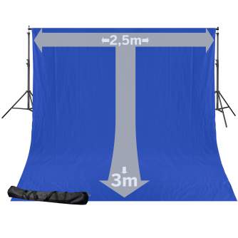 Комплект фона с держателями - BRESSER BR-D24 Background System + Background Cloth 2,5 x 3m Chromakey Blue - быстрый заказ от про