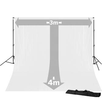 Background Set with Holder - BRESSER BR-D23 Background System + Background Cloth 3 x 4m White - quick order from manufacturer