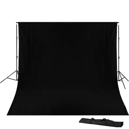 BRESSER BR-D23 Background System + Background Cloth 3 x 4m Black