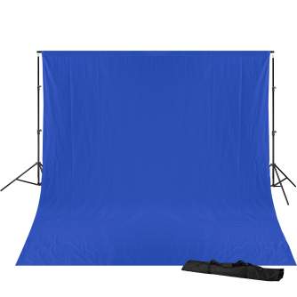 Background Set with Holder - BRESSER BR-D23 Background System + Background Cloth 3 x 4m Chromakey Blue - quick order from manufacturer