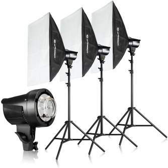 Studio flash kits - BRESSER BRT-210B studio flash set 3 x 200 W - quick order from manufacturer