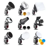 Acessories for flashes - BRESSER BR-SET7 7-piece Light Shaper Set for Camera Flashes - quick order from manufacturerAcessories for flashes - BRESSER BR-SET7 7-piece Light Shaper Set for Camera Flashes - quick order from manufacturer