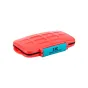 JJC orange memory card case for eight Nintendo Switch game cards with a textured rubber interior and ergonomic locking lid.