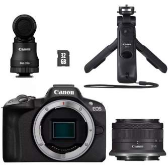 Bezspoguļa kameras - Canon EOS R50 + RF-S 18-45mm F4.5-6.3 IS STM CREATOR KIT - perc šodien veikalā un ar piegādi