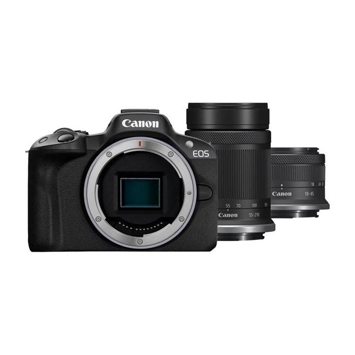 Bezspoguļa kameras - Canon EOS R50 + RF-S 18-45mm F4.5-6.3 IS STM + RF-S 55-210mm F5-7.1 IS STM - perc šodien veikalā un ar piegādi