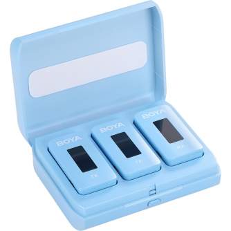 Беспроводные петличные микрофоны - BOYA BY-XM6-K2B - 2.4G WIRELESS MICROPHONE SYSTEM 1+1 WITH CHARGING BOX BLUE CLOLOR BY-XM6-K2