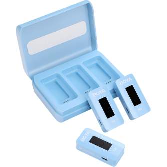 Wireless Lavalier Microphones - BOYA BY-XM6-K2B - 2.4G WIRELESS MICROPHONE SYSTEM 1+1 WITH CHARGING BOX BLUE CLOLOR BY-XM6-K2B - quick order from manufacturer