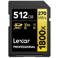 Memory Cards - LEXAR PRO 1800X SDXC U3 (V60) UHS-II R270/W180 512GB LSD1800512G-BNNNG - quick order from manufacturerMemory Cards - LEXAR PRO 1800X SDXC U3 (V60) UHS-II R270/W180 512GB LSD1800512G-BNNNG - quick order from manufacturer