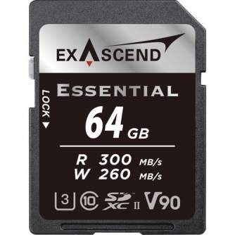 Atmiņas kartes - Exascend 64GB Essential UHS-II SDXC atmiņas karte EX64GSDU2-S - perc šodien veikalā un ar piegādi