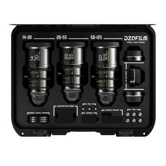 CINEMA видео объективы - DZO Optics DZOFILM Pictor Zoom 3-Lens Kit (14-30/20-55/50-125, T2.8) (Black) PICTBUNDLE-BK-1430/50125/2