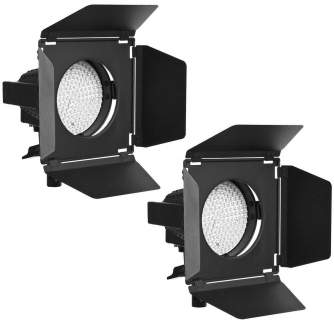 LED Prožektori - walimex pro Set of 2 LED Spotlights + Barn Doors 17304 - ātri pasūtīt no ražotāja