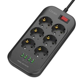 Chargers for Camera Batteries - Power strip Ldnio SE6403 with USB charger - quick order from manufacturer