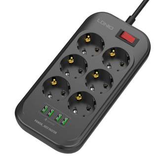 Kameras bateriju lādētāji - Power strip Ldnio SE6403 with USB charger - ātri pasūtīt no ražotāja