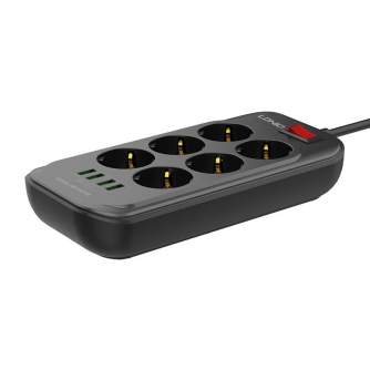 Chargers for Camera Batteries - Power strip Ldnio SE6403 with USB charger - quick order from manufacturer