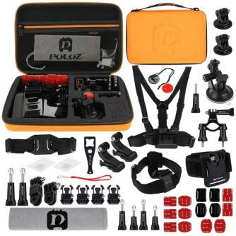Sporta kameru aksesuāri - Puluz Set of 45 accessories for sports cameras PKT28 Combo Kits - perc šodien veikalā un ar piegādi