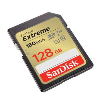 Atmiņas kartes - SANDISK EXTREME SDXC 128 GB 180/90 MB/s UHS-I U3 memory card (SDSDXVA-128G-GNCIN) - perc šodien veikalā un ar piegādi