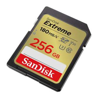 Карты памяти - SANDISK EXTREME SDXC 256 GB 180/130 MB/s UHS-I U3 memory card (SDSDXVV-256G-GNCIN) - купить сегодня в магазине и 