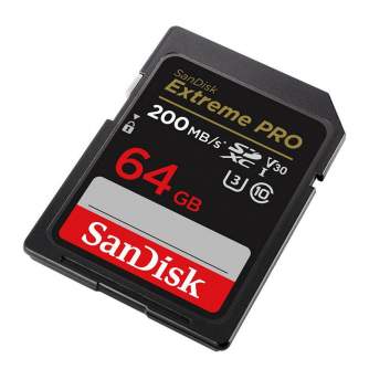 Atmiņas kartes - SANDISK EXTREME PRO SDXC 64GB 200/90 MB/s UHS-I U3 memory card (SDSDXXU-064G-GN4IN) - perc šodien veikalā un ar piegādi