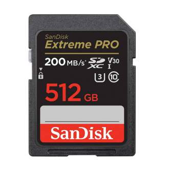Atmiņas kartes - SANDISK EXTREME PRO SDXC 512GB 200/140 MB/s UHS-I U3 memory card (SDSDXXD-512G-GN4IN) - perc šodien veikalā un ar piegādi