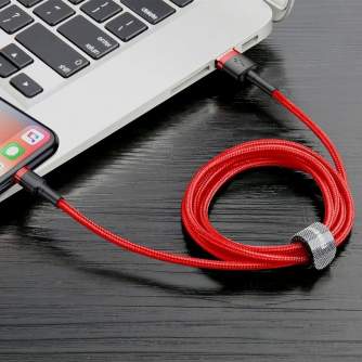 Kabeļi - Baseus Cafule USB Lightning cable 2.4A 1m (black + red) CALKLF-B09 - ātri pasūtīt no ražotāja