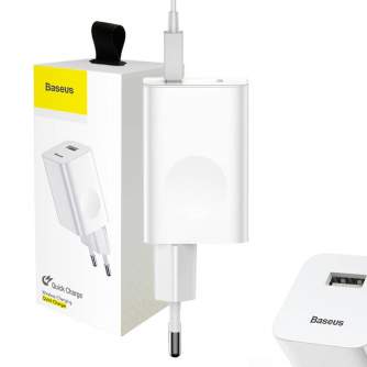 Telefonų, planšetinių kompiuterių ir GPS įkrovikliai - Baseus Charging Quick Charger USB 3.0 - White CCALL-BX02 - быстрый заказ 