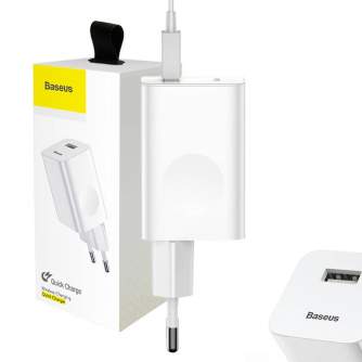 Baterijas, akumulatori un lādētāji - Baseus Charging Quick Charger USB 3.0 - White CCALL-BX02 - ātri pasūtīt no ražotāja