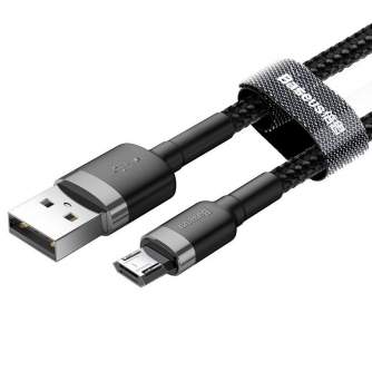 Kabeļi - Baseus Cafule Micro USB cable 2.4A 0,5m (gray + black) CAMKLF-AG1 - ātri pasūtīt no ražotāja