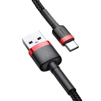 Kabeļi - Baseus Cafule cable USB-C 3A 0.5m (Red+Black) CATKLF-A91 - ātri pasūtīt no ražotāja