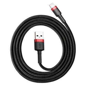 Kabeļi - Baseus Cafule USB Lightning Cable 1,5A 2m (Black+Red) CALKLF-C19 - ātri pasūtīt no ražotāja