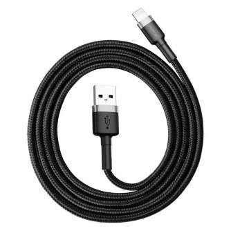 Kabeļi - Baseus Cafule USB Lightning Cable 1,5A 2m (Gray+Black) CALKLF-CG1 - ātri pasūtīt no ražotāja