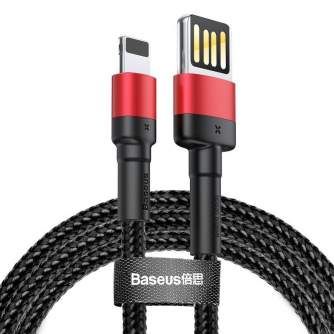Kabeļi - Baseus Cafule Double-sided USB Lightning Cable 2,4A 1m (Black+Red) CALKLF-G91 - ātri pasūtīt no ražotāja