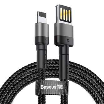 Kabeļi - Lightning USB cable (reversible) Baseus Cafule 2.4A 1m (gray-black) CALKLF-GG1 - ātri pasūtīt no ražotāja