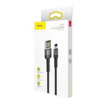 Кабели - Lightning USB cable (reversible) Baseus Cafule 2.4A 1m (gray-black) CALKLF-GG1 - быстрый заказ от производителя