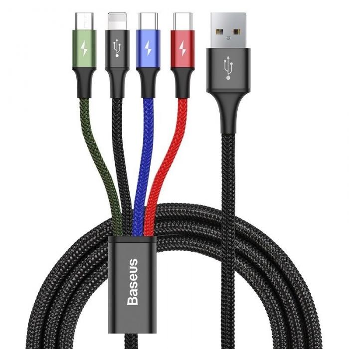Cables - Baseus Fast USB Cable 4in1 2xUSB-C / Lightning / Micro 3,5A 1,2m - Black CA1T4-B01 - quick order from manufacturer