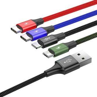 Kabeļi - Baseus Fast USB Cable 4in1 2xUSB-C / Lightning / Micro 3,5A 1,2m - Black CA1T4-B01 - ātri pasūtīt no ražotāja