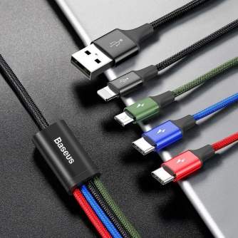 Кабели - Baseus Fast USB Cable 4in1 2xUSB-C / Lightning / Micro 3,5A 1,2m - Black CA1T4-B01 - быстрый заказ от производителя