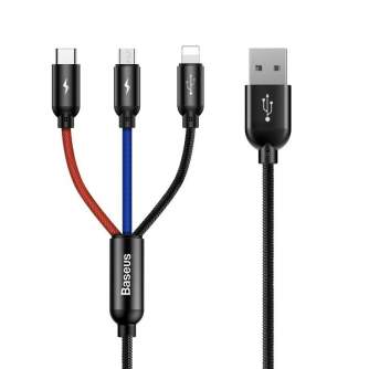 Кабели - Baseus Rapid USB Cable 3in1 Type C / Lightning / Micro 3A 1,2M - Black CAMLT-BSY01 - быстрый заказ от производителя