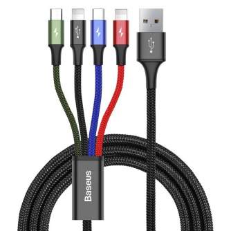 Cables - Baseus Fast USB cable 4in1 USB-C / 2x Lightning / Micro 3,5A 1,2m - black CA1T4-A01 - quick order from manufacturer
