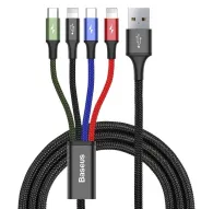 Cables - Baseus Fast USB cable 4in1 USB-C / 2x Lightning / Micro 3,5A 1,2m - black CA1T4-A01 - quick order from manufacturerCables - Baseus Fast USB cable 4in1 USB-C / 2x Lightning / Micro 3,5A 1,2m - black CA1T4-A01 - quick order from manufacturer