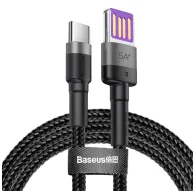 Cables - Baseus Cafule USB-C Cable Huawei SuperCharge, QC 3.0, 5A 1m (Black+Gray) CATKLF-PG1 - quick order from manufacturerCables - Baseus Cafule USB-C Cable Huawei SuperCharge, QC 3.0, 5A 1m (Black+Gray) CATKLF-PG1 - quick order from manufacturer